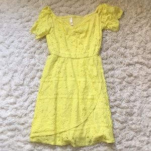 Yellow lace overlay dress